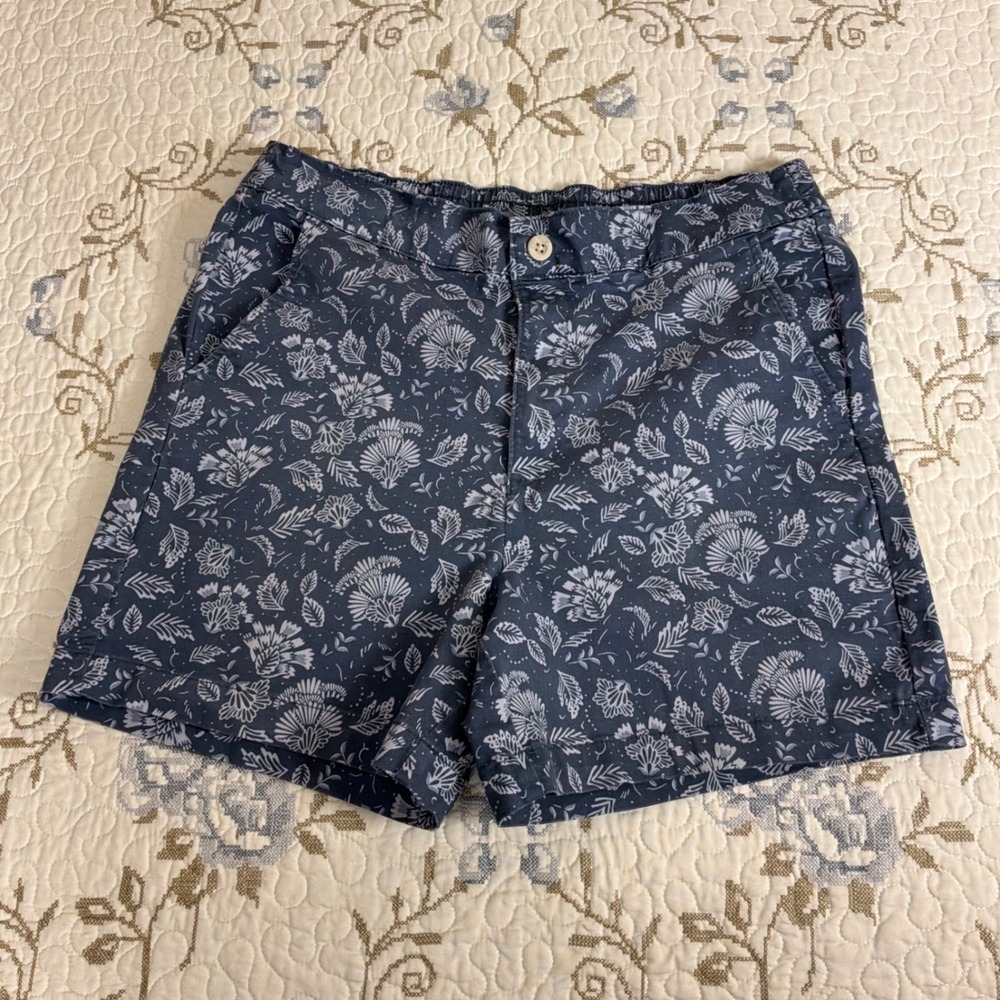 Jachs Girlfriend Shorts Women XL Blue Excellent Floral Print Elastic Waist